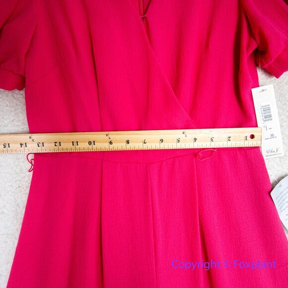 New!‎ Eliza J Short Sleeve V Neck CropJumpsuit Size 2 in Hot Pink - Picture 7 of 16